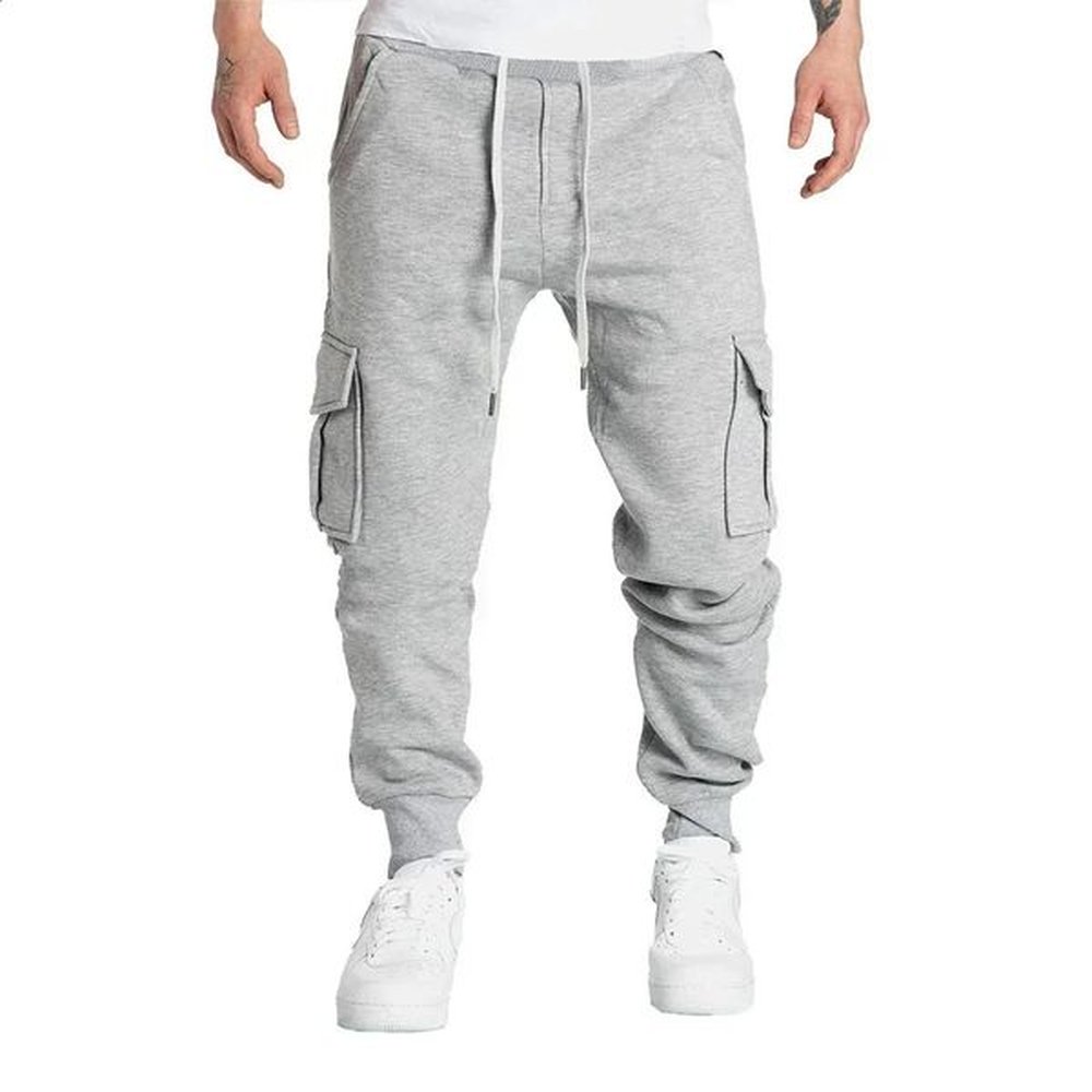 Men's Multi-Pocket Joggers: Casual, Loose-Fit Cargo Pants For Active Sports And Workouts B2