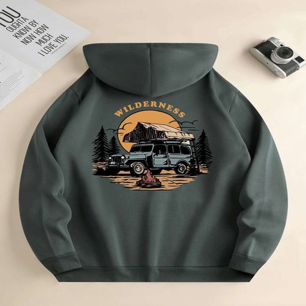 Men's New Designer Fashion Hooded Sweatshirt Casual Daily Drawstring Hooded Sweatshirt Motorcycle Printed Front Pocket Men's Hoode