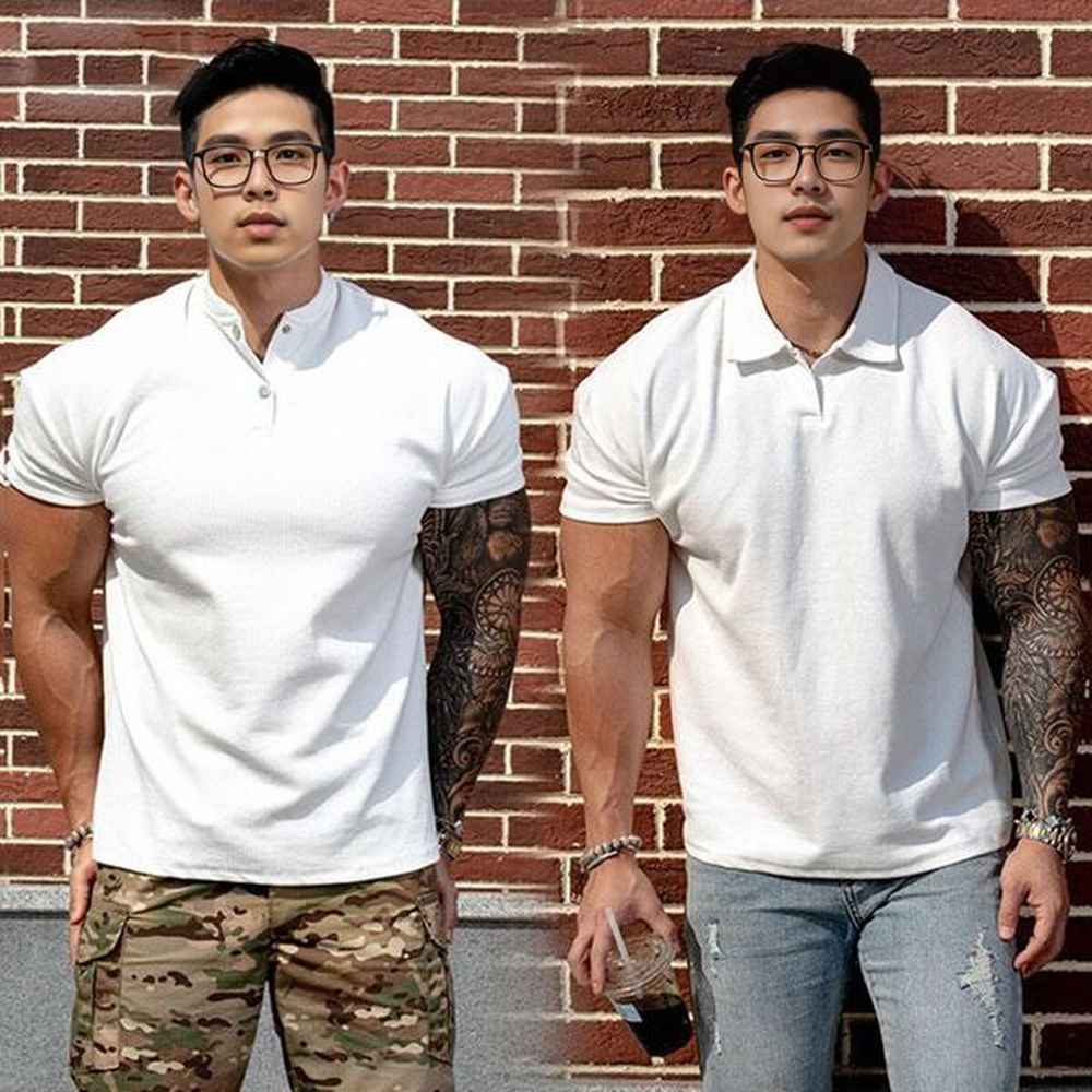 Men's new sports casual running workout gym training square simple solid colour short sleeve T-shirt