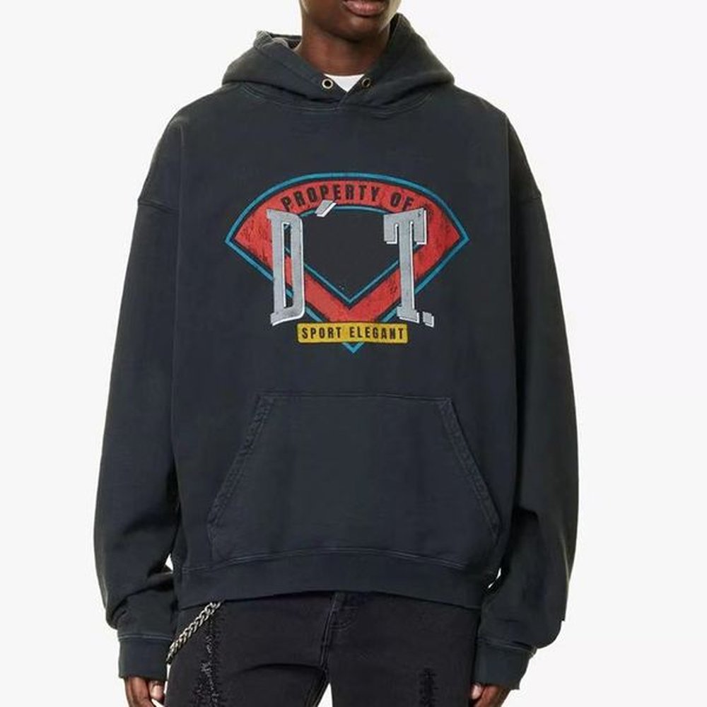 Men's Oversized Terry Washed Hoodie with Vintage Letter Print -24 Fall/Autumn Collection 1113