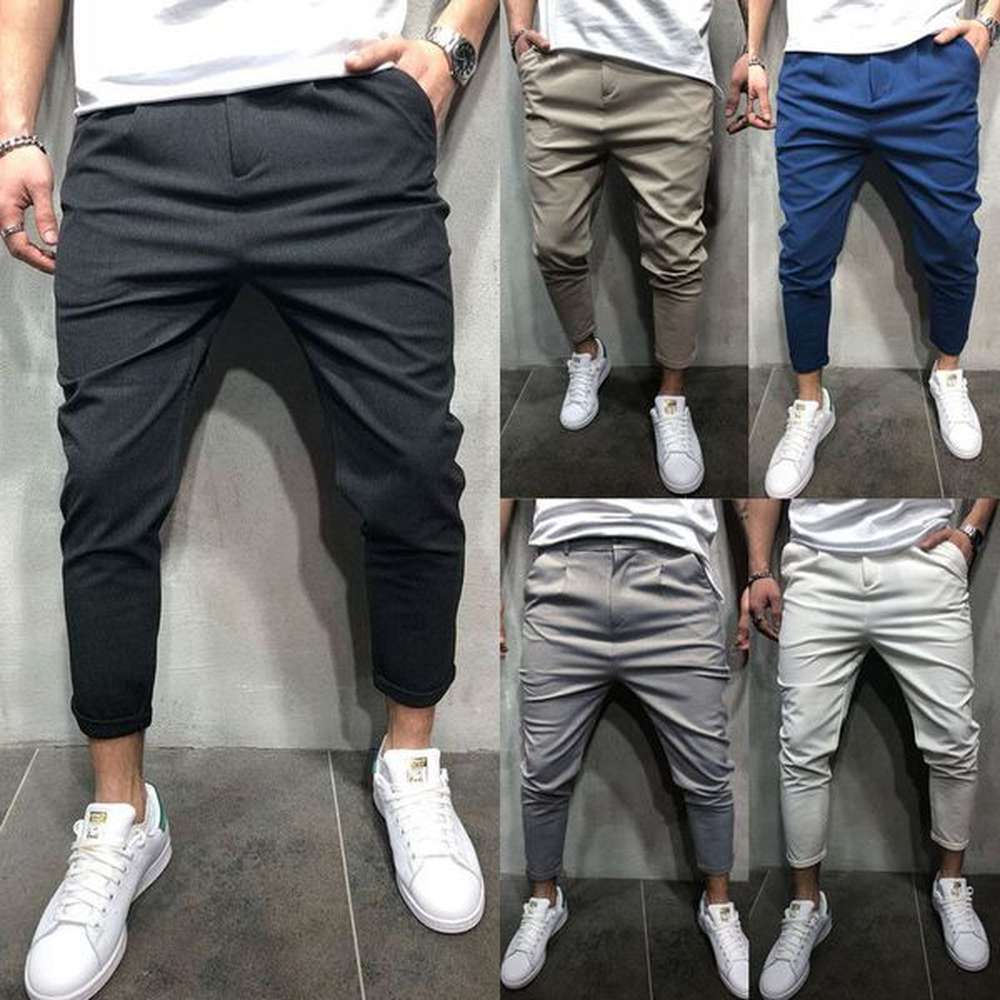 Men's Pants Arrival Men Pencil Solid Harem Man Zip Pockets Slim Fit Straight Leg Trousers Casual Jogger Cargo B2