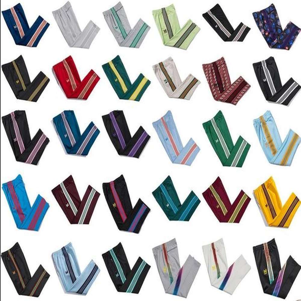 Men's Pants AWGE Needles Pants Hip Hop Top Quality Butterfly Embroidery Track Sweatpants Japan Classic Stripe Joggers Track Trousers 23