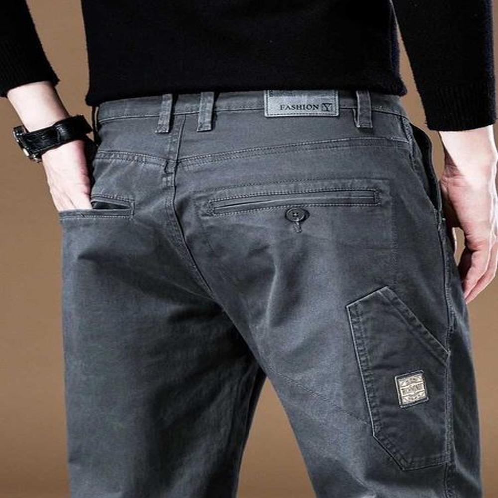 Men's Pants 97% Cotton Mens Cargo Pants Retro Splicing Work Straight Jogger Trousers Fall New Loose Casual Brand Pants Khaki Grey H2411
