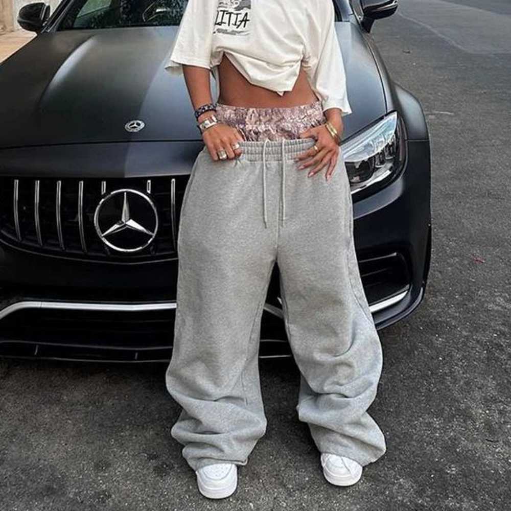 Men's Pants Deeptown Baggy Y2k Grey Sweatpants Woman Harajuku America Streetwear Hip Hop Casual Pants Patchwork Jogging Sports Trousers