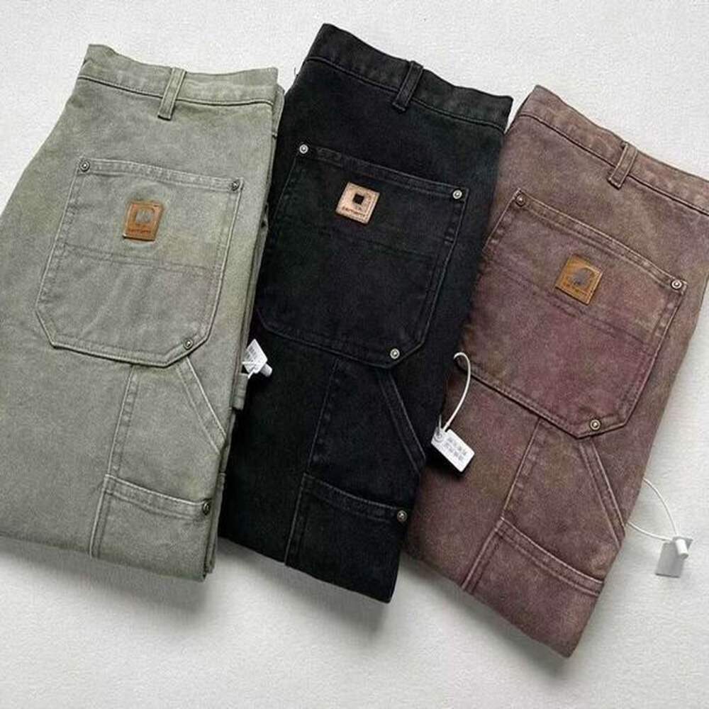 2023 men's pants fashion brand Carhart B01 B136 washed to make old overalls knee cloth logging trousers Fashion brand