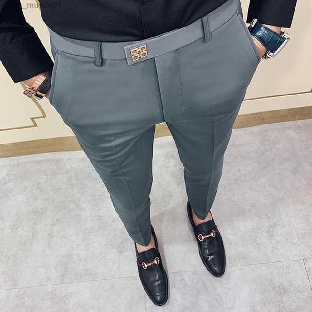 Men's Pants Pantalones Hombre Spring Summer Pants Men Korean Slim Fit Men Casual Pants Streetwear Man Trousers Men Black Gray CX200815L
