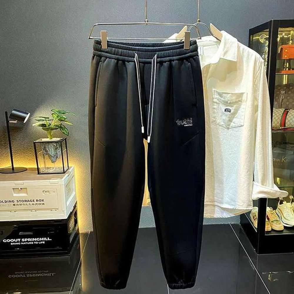 Men's Pants Sports Pants Mens Autumn and Winter Thick Fashion Ankle-Tied Casual Versatile Loose Elastic Knitted Sweatpants H241125