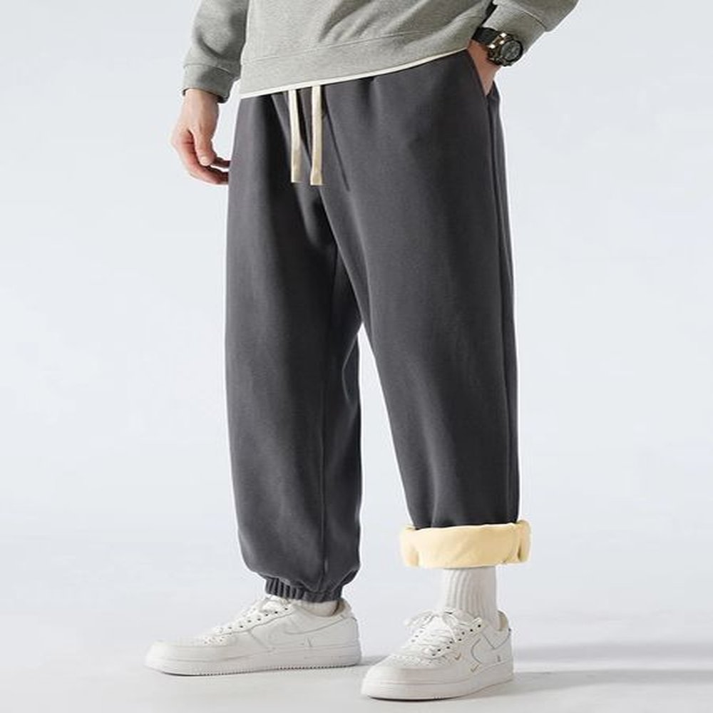 Men's Pants Winter Thick Fce Warm Sweatpants Men Streetwear Hip Hop Wide Baggy Jogger Pants Heavyweight Thermal Velvet Trousers Plus Si