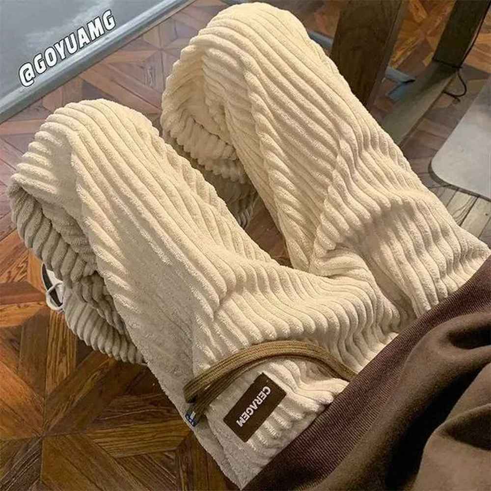 Men's Pants Winter thick velvet pants loose pants trendy fashionable and casual pants mens straight leg pants Q241214