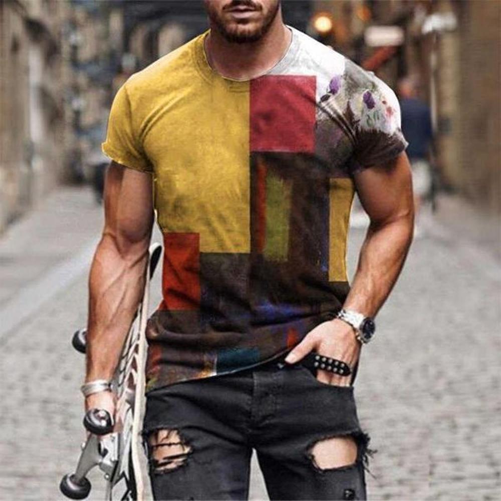 Men's Plus Tees & Polos T-Shirts Art Graffiti T Shirt Men Retro Fashion Print T-Shirt Streetwear Sports Muscle Tees Tops Summer Casual