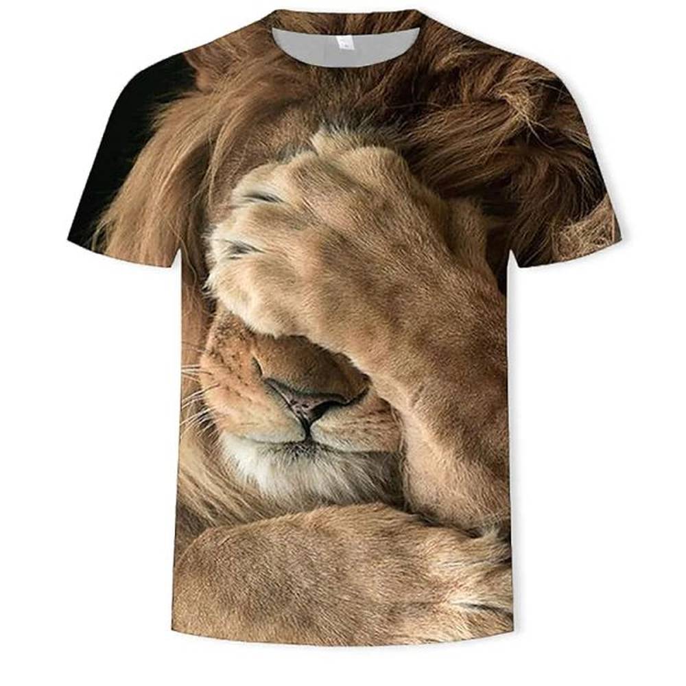 Men's Plus Tees T-Shirts 2022 3D Print Graphic Lion Animal Round Neck Daily Holiday Animal Pattern Fashion Short Sleeve Tops Streetwear