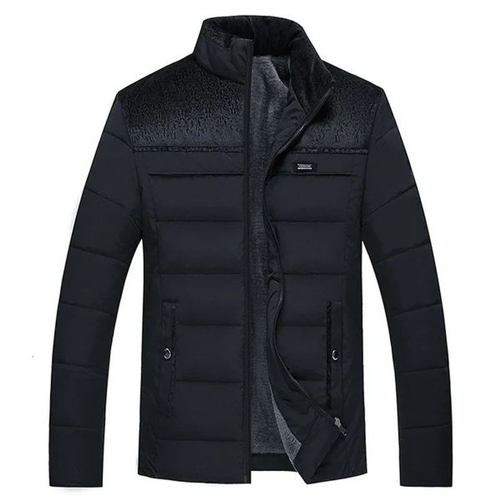 Mens Plush Thickened Parkas Winter Stand Collar Jacket Fashion Parker Coat Warm Thick Zipper Padded Overcoat for Men 241112