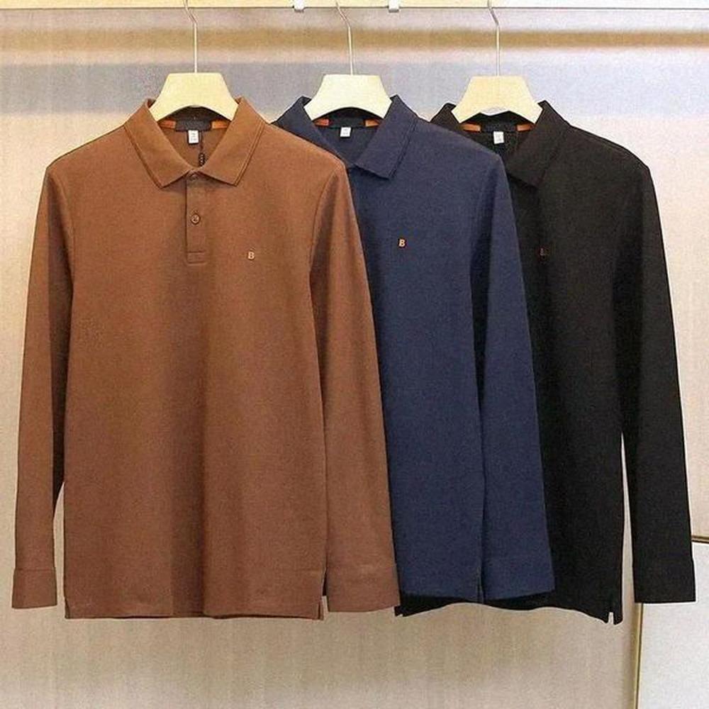 mens polo shirt Classic business long-sleeved shirt Spring and autumn new polo top quality