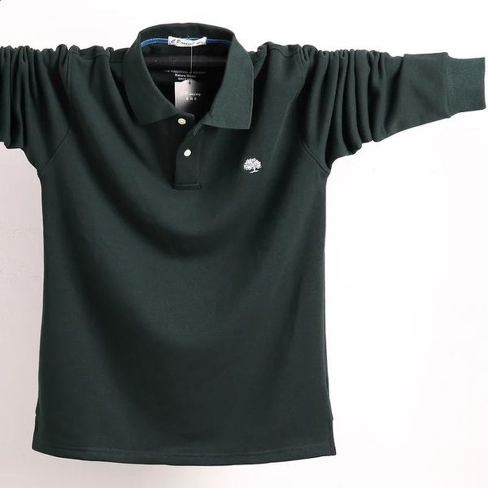 Mens POLO shirt mens business casual cotton autumn long sleeves large size lapel 5XL 6XL 241228