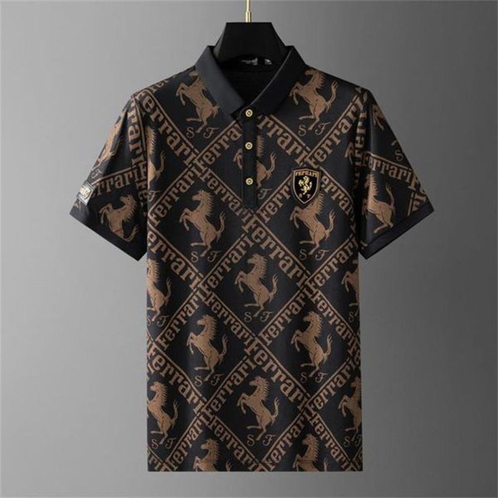 Men's Polo Shirt with Animal Pattern Edge Men's Designer Classic Fashion Casual Hip Hop T-shirt Summer
