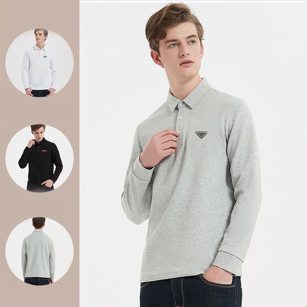 Men's polo tee t shirt designer man polos mens polo shirts Pullover Long sleeve Tees Solid Tshirts Sweatshirt top sportswear oversized
