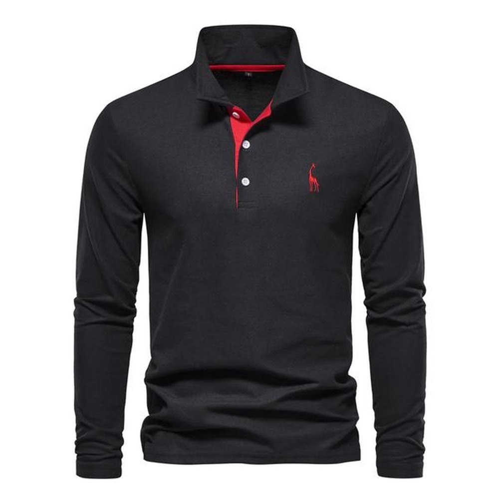 mens polo T-shirt embroidered solid color long sleeved golf polo shirt mens spring social business polo top 241018