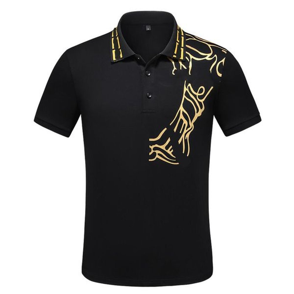 Men's Polos Business Casual Shirts Fashion Man Summer Short Sleeve Polo Shirt Full Letters Printing Tops