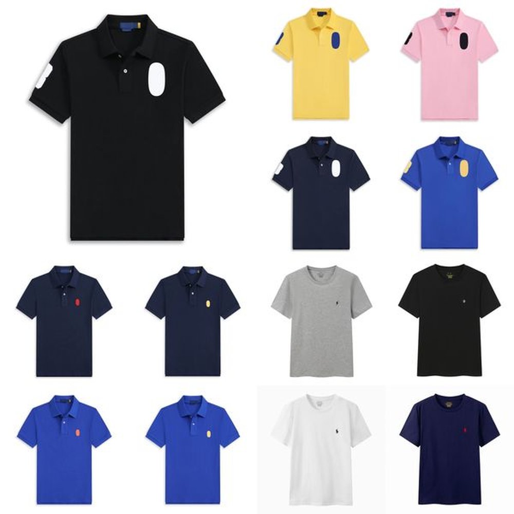 Mens Polos shirt Brand Mens Designer t shirts Tees Luxury lapel Tees Embroidery Womens Letter Pure Cotton T-shirts Printing Black White Summ
