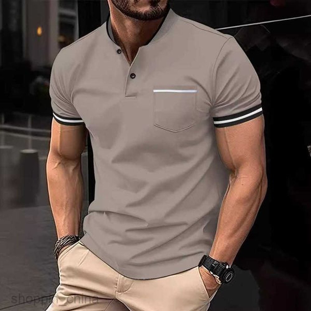 Mens Polos Shirts Fashion T-shirt Spring Men's Short sleeved Solid Neck Pocket Polo Shirt tops