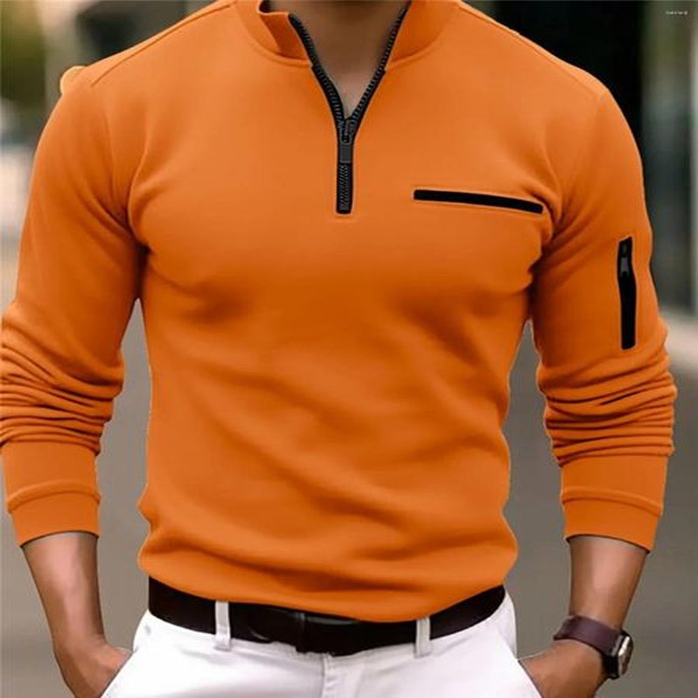 Mens Polos 2024 Spring And Autumn POLO Shirt Fashion Casual Arm Zipper Sports