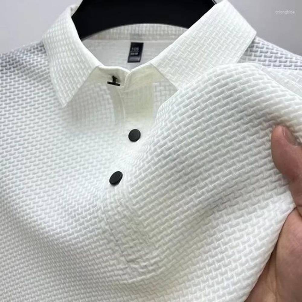 Men's Polos Summer Casual Solid Color Polo Shirt Slim Fit Lapel Short Sleeve Top Versatile Collar For A Slimmer Silhouette