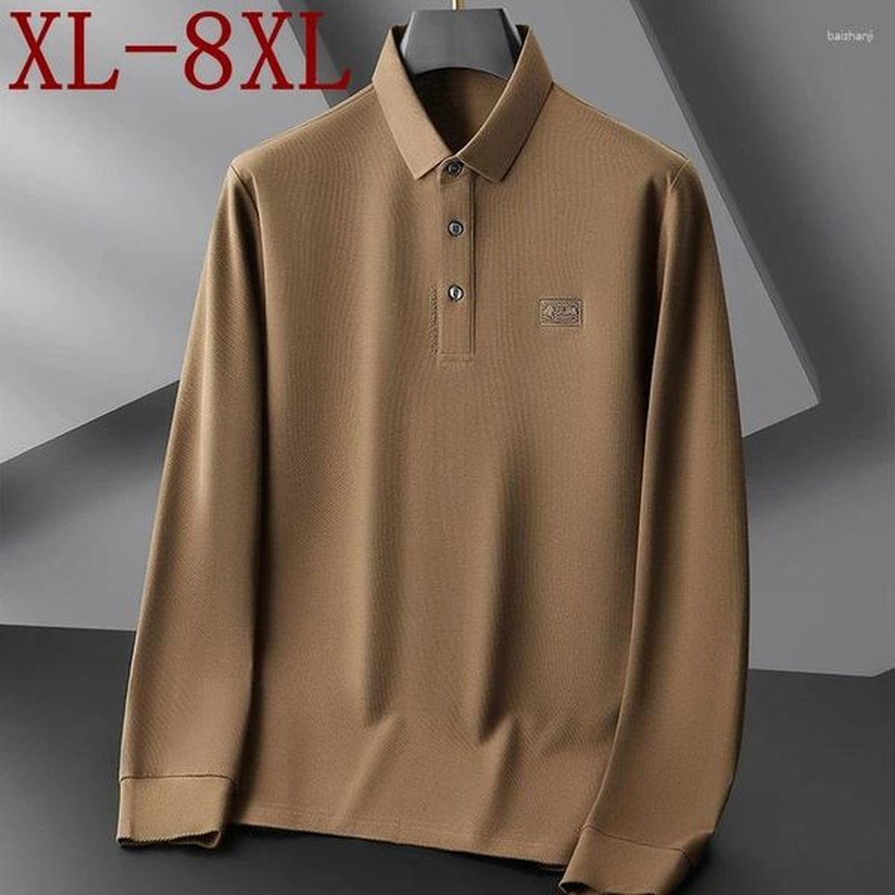 Mens Polos 8XL 7XL 6XL 2024 Autumn High End Cotton Shirts For Men Clothing Luxury Mens Polo Shirt Oversized Loose T-shirt Homme