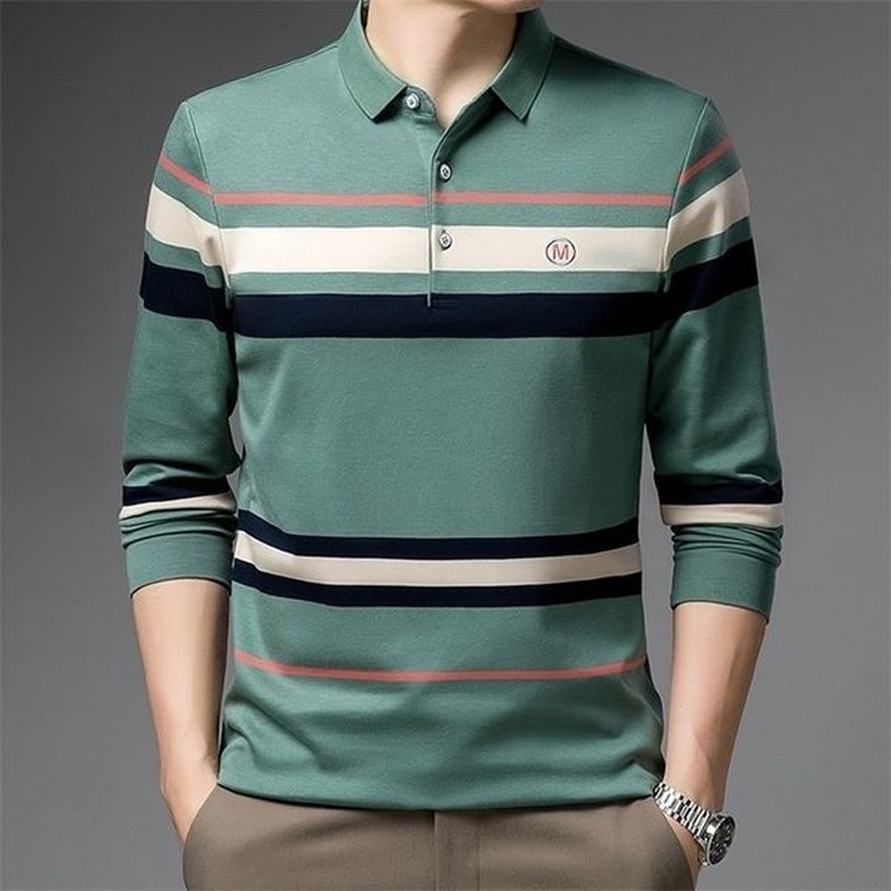 Men's Polos Ymwmhu Cotton Shirt Men Long Sleeve Lapel Green Autumn Tops Fashion Male Korean Clothing Slim Fit Tshirt 220908