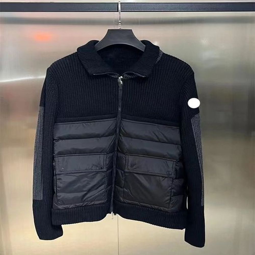 mens puffer down winterjacke parka coat men embroidered badge stand collar body warmer knit splice sweater lightweight winter jacket coats c