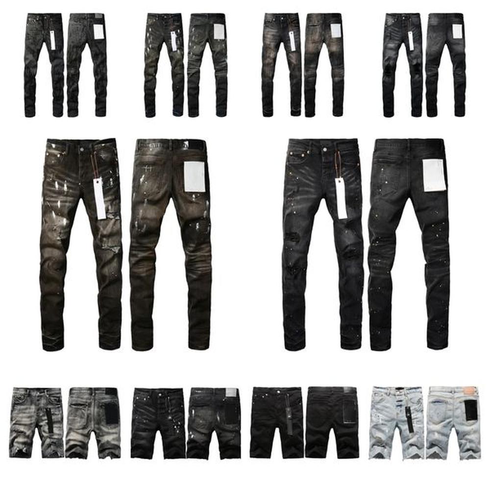 Mens Purple Jeans Designer hight quality Fashion Distressed Ripped Bikers Womens Denim cargo For Men Black Pants Embroidery purple jean