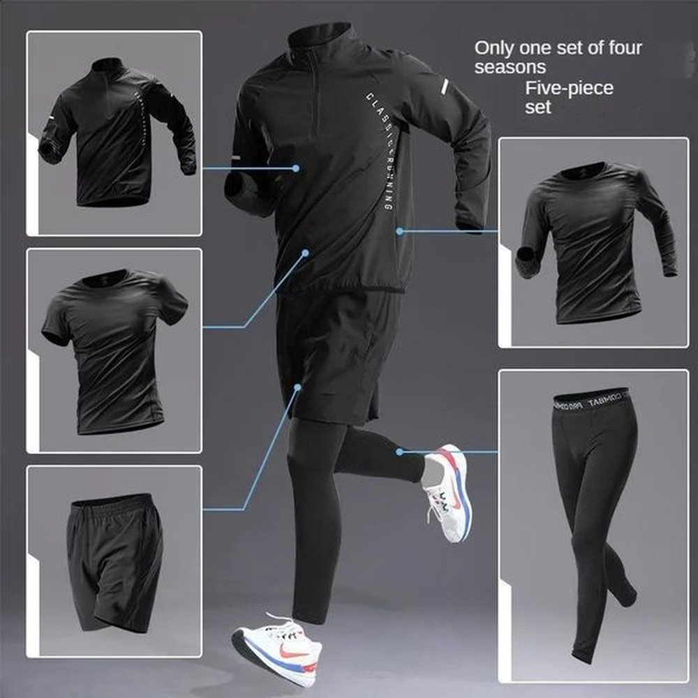 Mens Quick-Dry Sports Set Autumn Track and Field Zipper Training Running Fitness Long-Sleeve Shirts for Cycling Gym Wear Men 241119