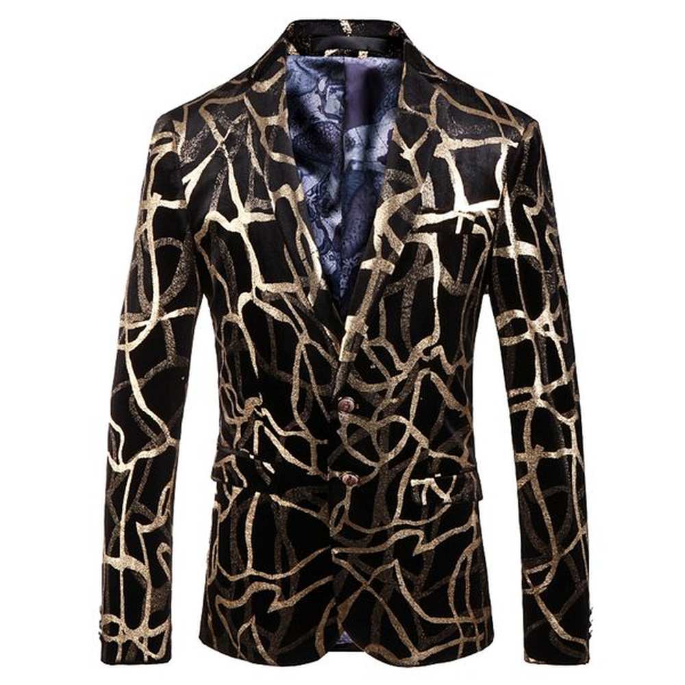 Men's Ral Blazer Wedding Party Suit Jacket - Black Polyester Plaid Sequins Design For DJ Singer Fashion Outfit