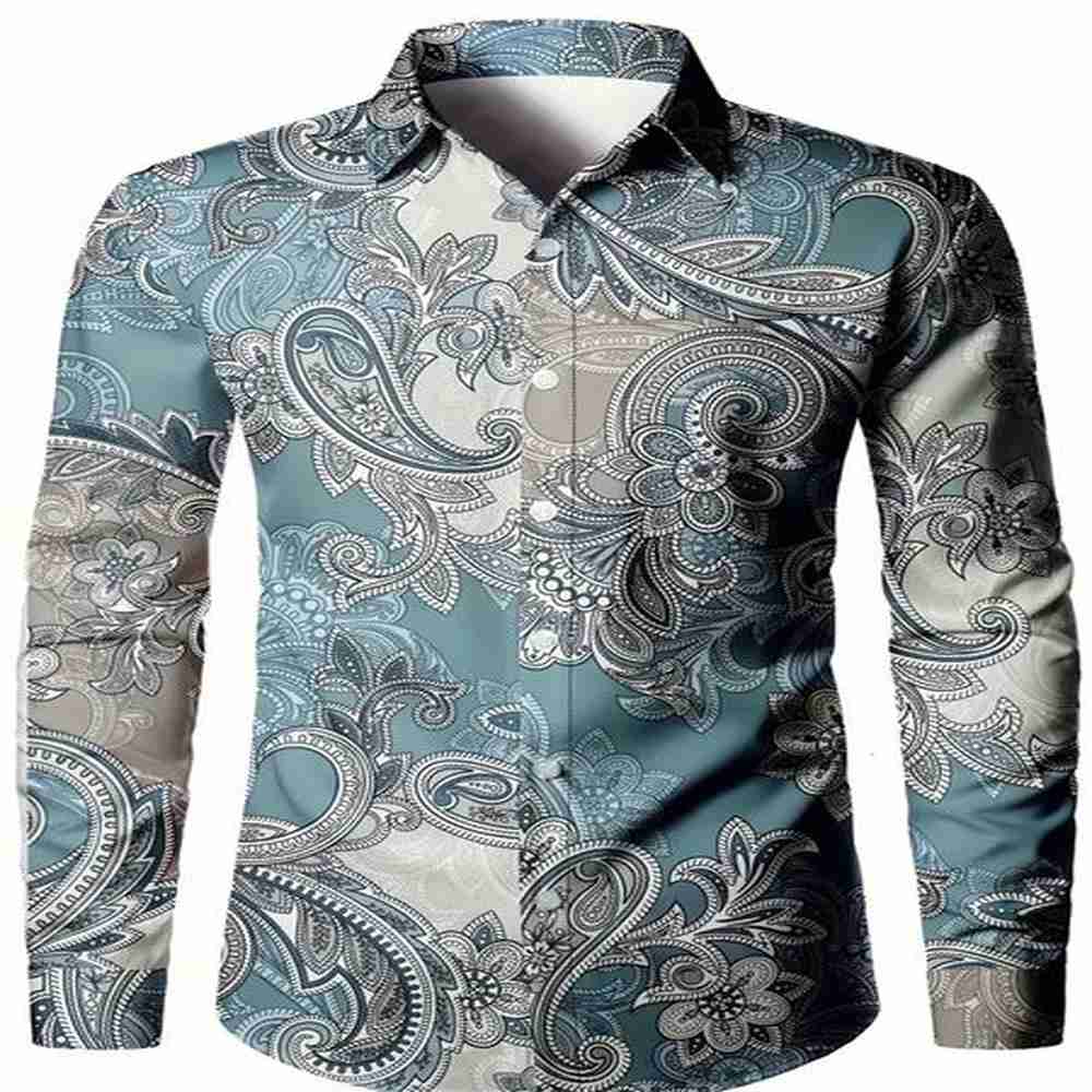 Mens Retro Cashew Flower Shirt Exquisite Printing Long Sleeve Button Down Fashion Casual Lapel Cardigan Jacket Office 250208