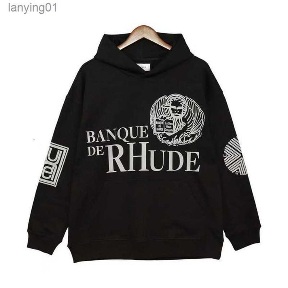 Mens Rhude Designer Hoodie Letter-printed Long-sleeved Street Holiday Casual Clothing 23 S-xlMSM7