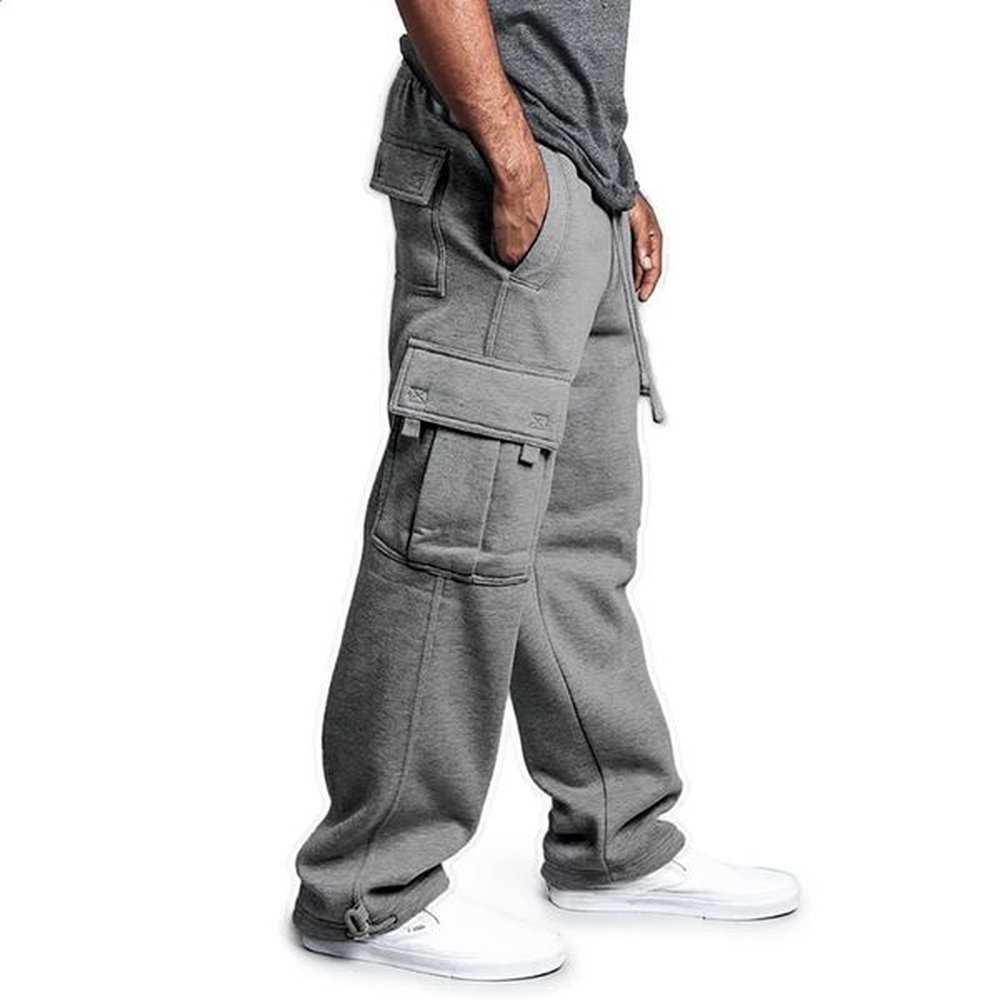 Mens Rope Loosening Waist pants Solid Color Pocket Trousers Loose Sports Harajuku Streetwear Pants Jogging Sweatpants 241226