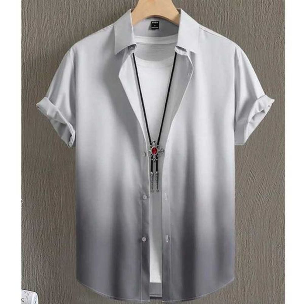 Mens shirt simple gradient shirt printed casual loose short sleeved shirt oversized mens clothing top outdoor street clothing summerW240726