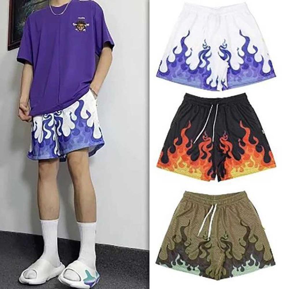 Men's Shorts American one-third long pants double-layer large mesh sports casual shorts basketball training mens clothing J241209