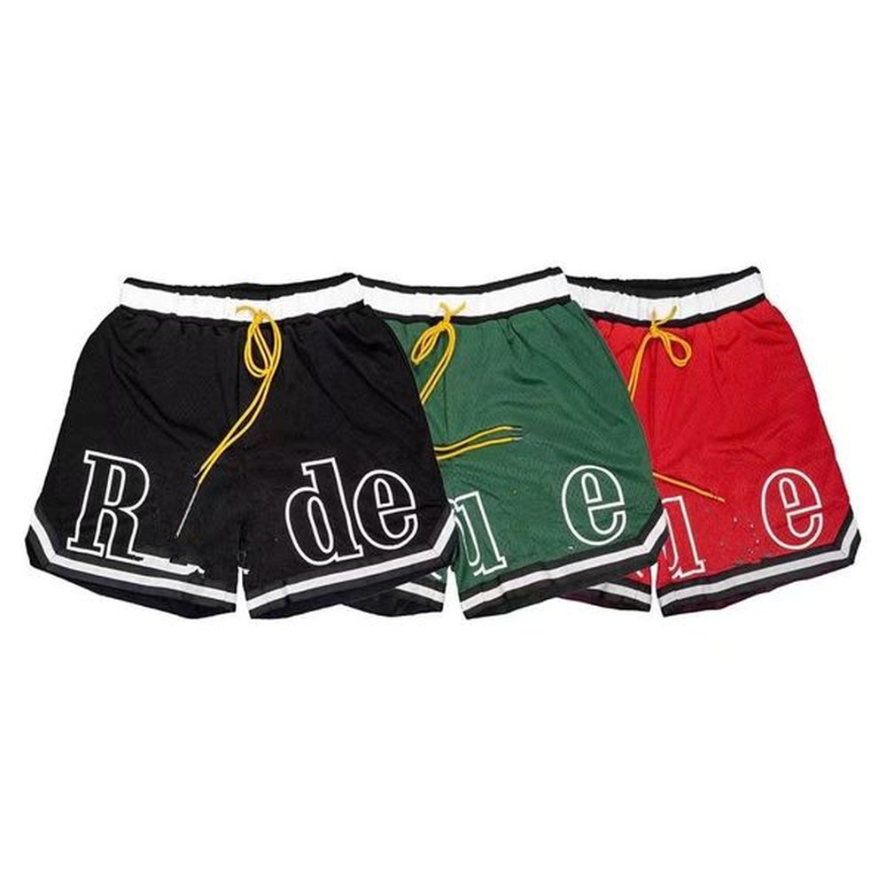 Men's Shorts Big Elastics Long String Rhudes 23ss New Mesh Fabric Patchwork High Street Shorts