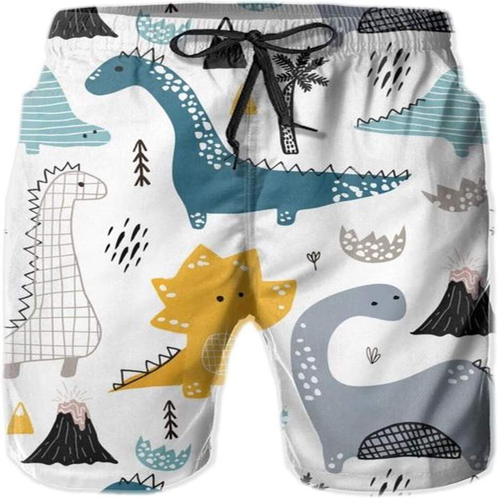 Mens shorts 3D printed pattern Cartoon Dinosaur Mens Swim Trunks Quick Dry Swim Shorts Fashion Beach Board Shorts Swimwear