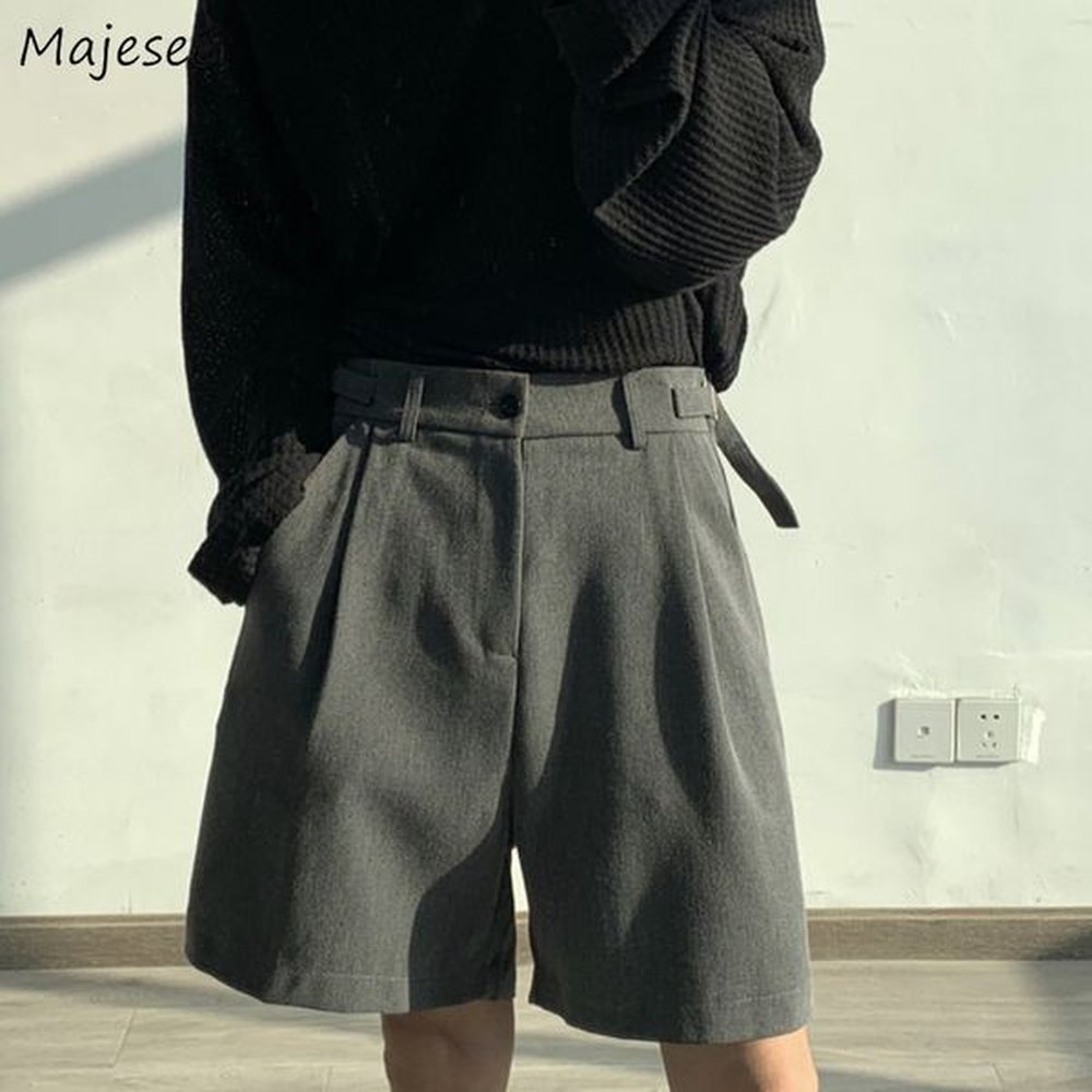 Men's Shorts Fashion Casual Men Summer Korean Chic Wide Leg Trousers Male Knee-Length Sashes Draped Loose Retro High Street 2300