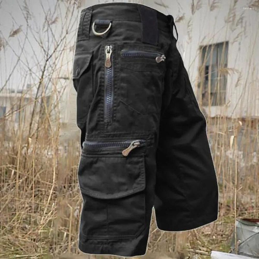 Mens Shorts Male Cargo Pants Knee Mens Military Tactical Man Outdoor Wear Multi Pocket Plus Size Hiking