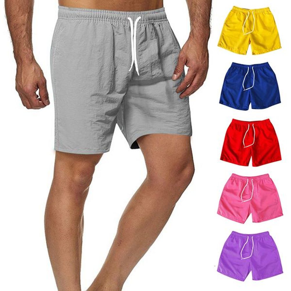Mens Shorts Men Casual Beachpants Fivepoint Pants Fitnessshorts Solid Color Sport Breathable Mid Waist Elastic Wild Drawstring 230710
