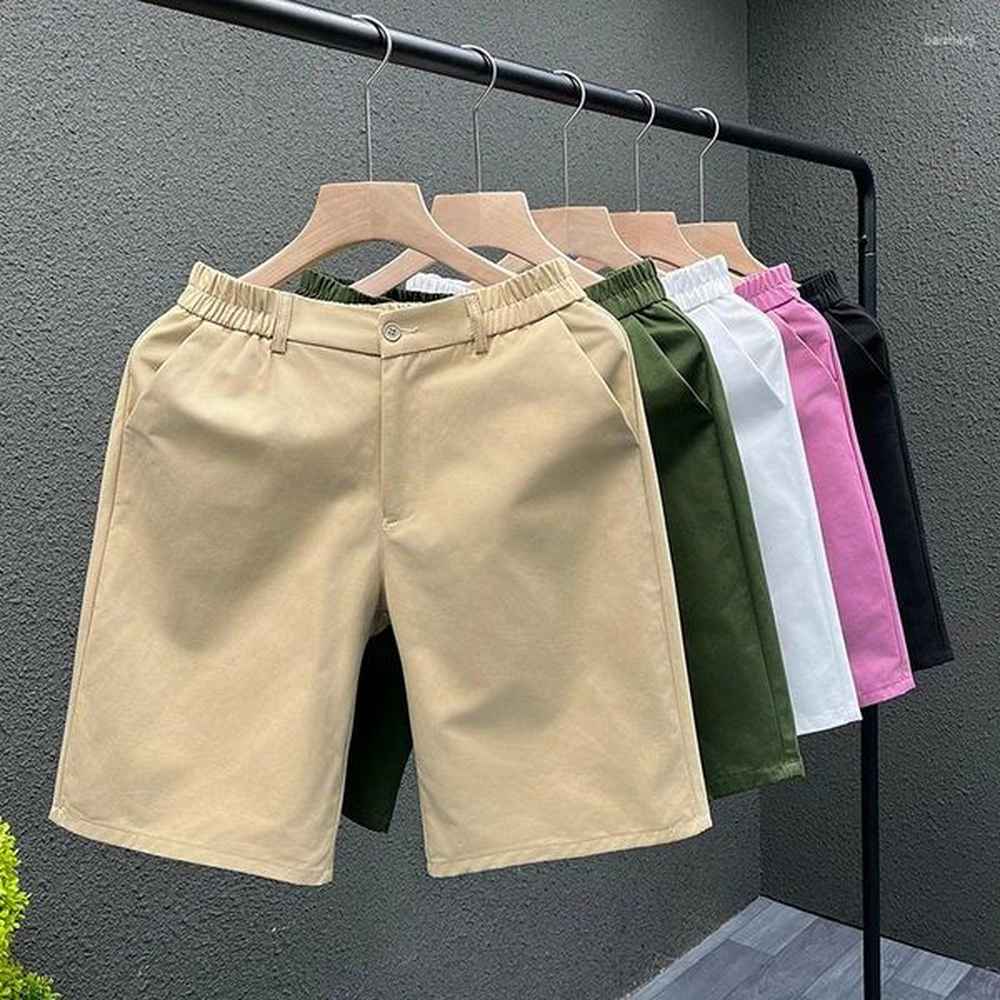 Mens Shorts 2024 Men Summer Fashion Casual Button High Waist Loose Short Pants Male Straight Slim Fit Pockets G48