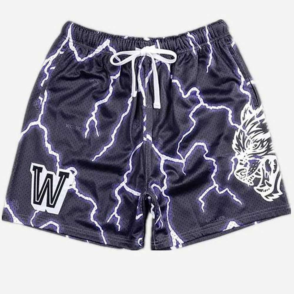 Men's Shorts Mens mesh sports shorts summer basketball running shorts 3D printed lightning pattern training Bermuda mens shorts H250102