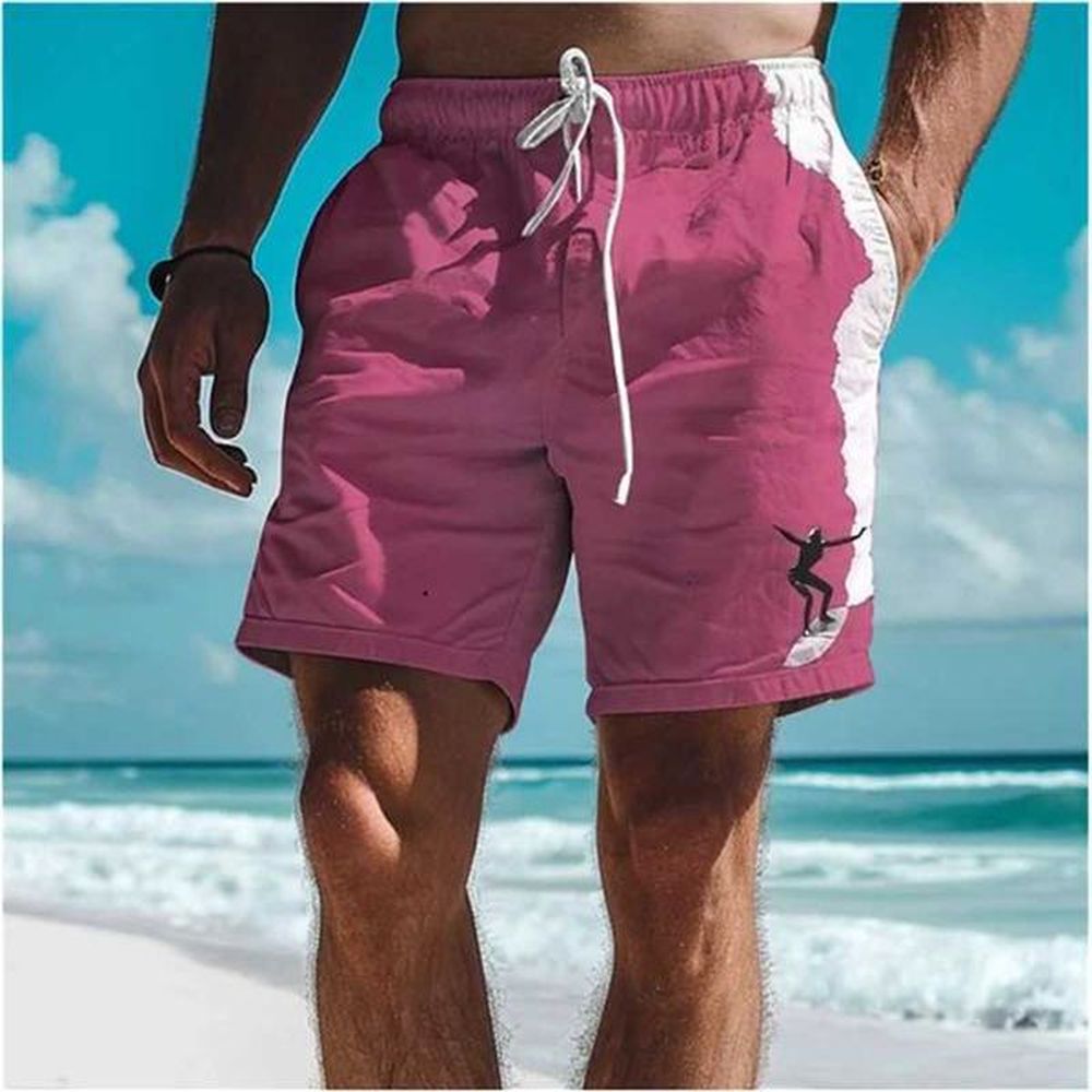 Men's Shorts Mens Shorts Simple Surfer Pattern Board Shorts Fashion Trend Surfing Enthusiasts 3D Printed Beach Short Casual Oversized S