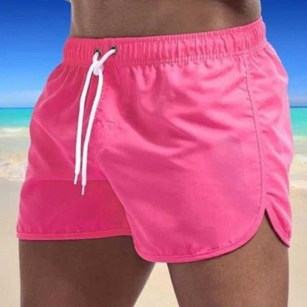 Men's Shorts New summer mens beach pants swimming quick-drying 3 minutes solid color tube loose drawstring sports shorts S2412197