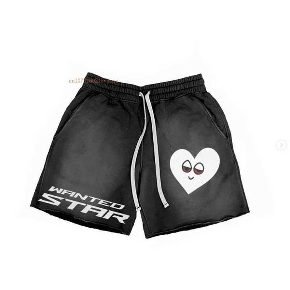 Men's Shorts Solid color shorts mens cotton letter peach heart print design couples five pairs of loose fitting American fashion Q24051