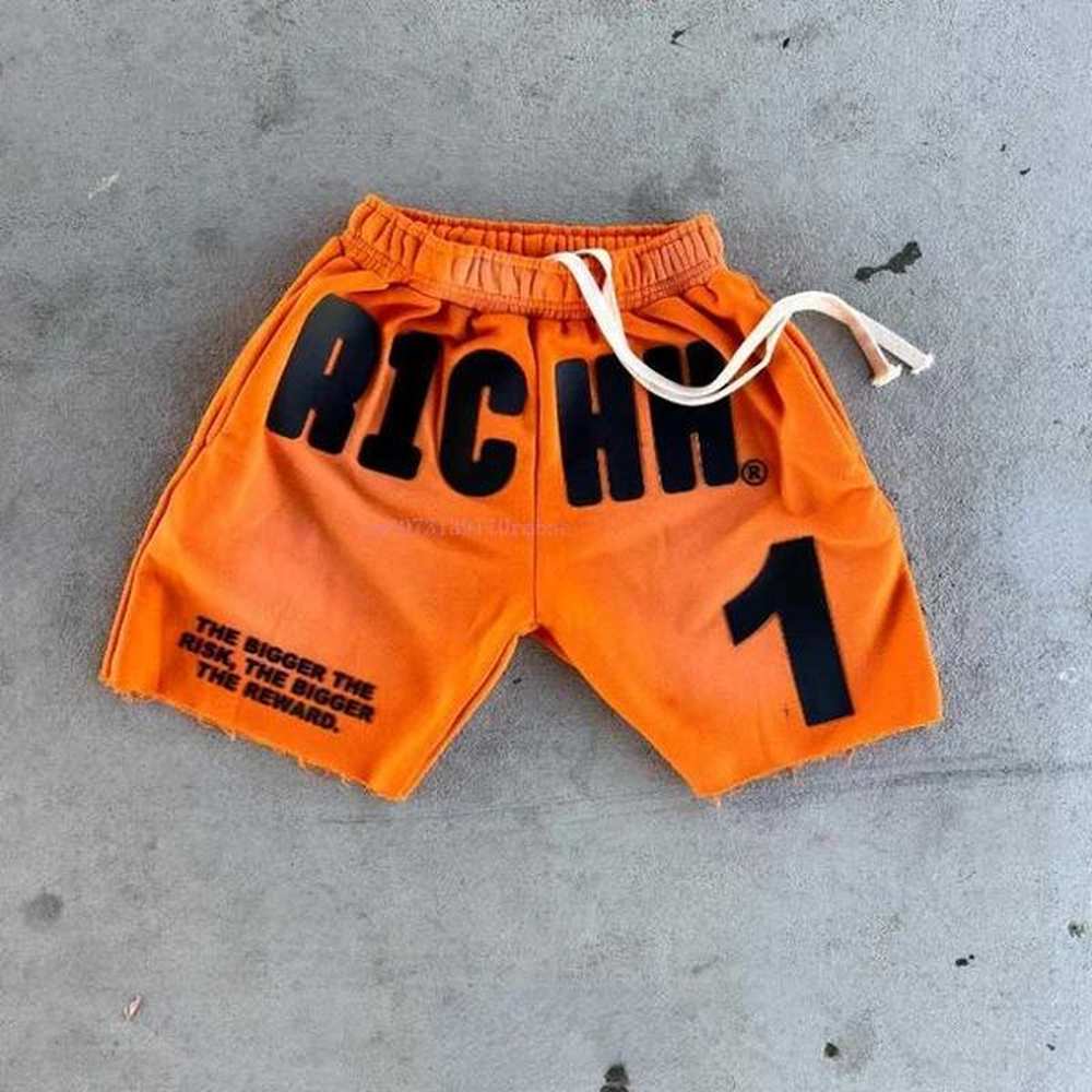 Men's Shorts Solid color shorts mens retro American high-end rubber letter printed five pairs of pants summer new loose thin couple sho