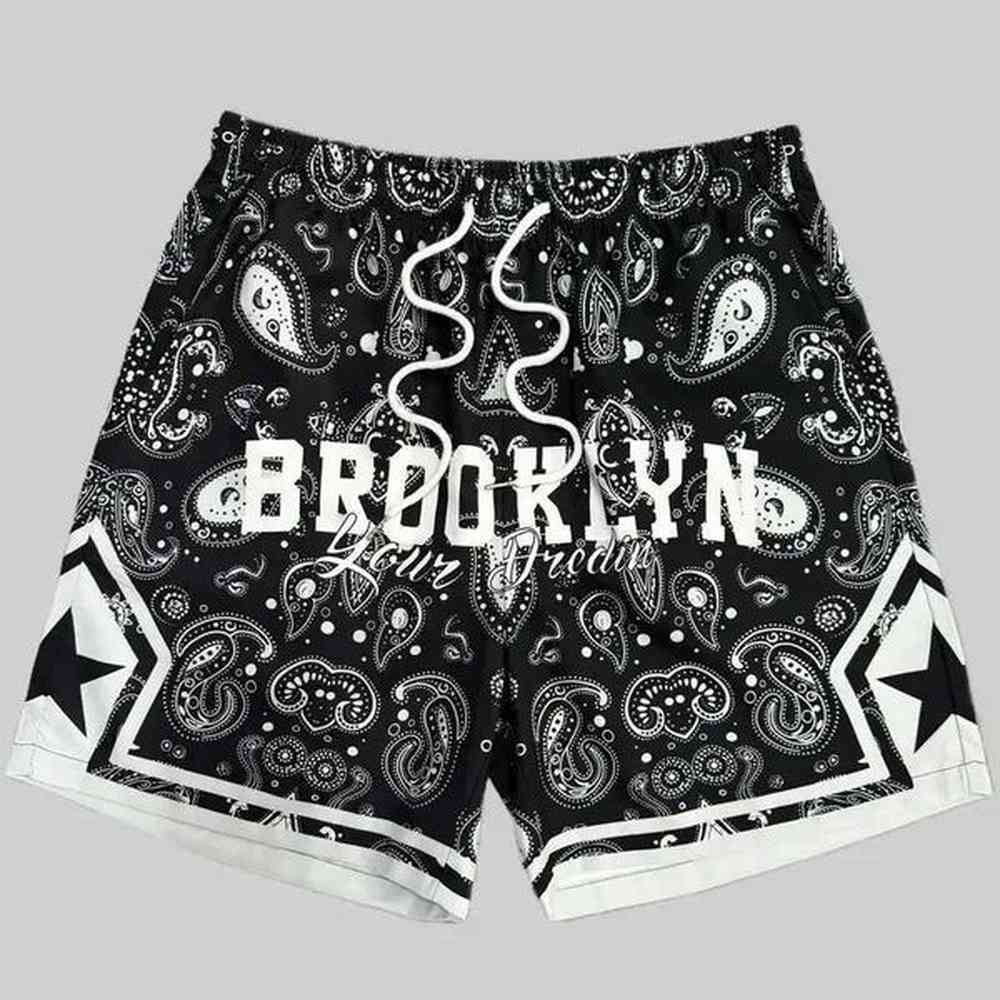 Men's Shorts Summer mens Brooklyn shorts sports fitness clothing mens casual beach clothing retro floral training jogging streetwear J2