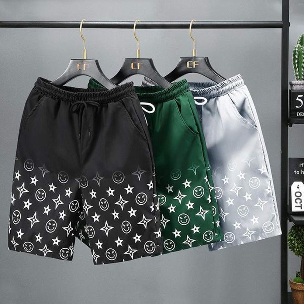 Men's Shorts 2022 Summer Men's Casual Silk Quick Dry Breathable Bermuda Beach European American Trends Loose Print